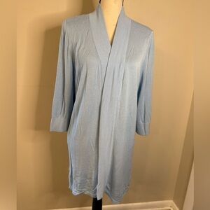 Chico’s long line open front cardigan sky blue cropped sleeves Chico’s 3 / LG 16